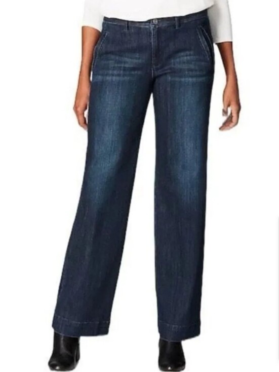 J. Jill Denim - J. Jill Denim Monterey Full Leg Wide Leg Dark Wash Sz 10 (33x34.5)
